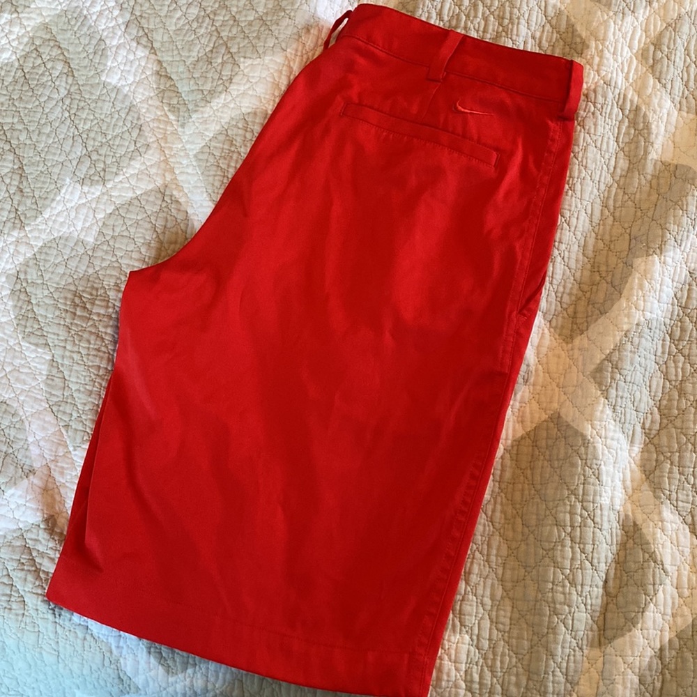 Red Nike Mens Golf Shorts, 32W, medium